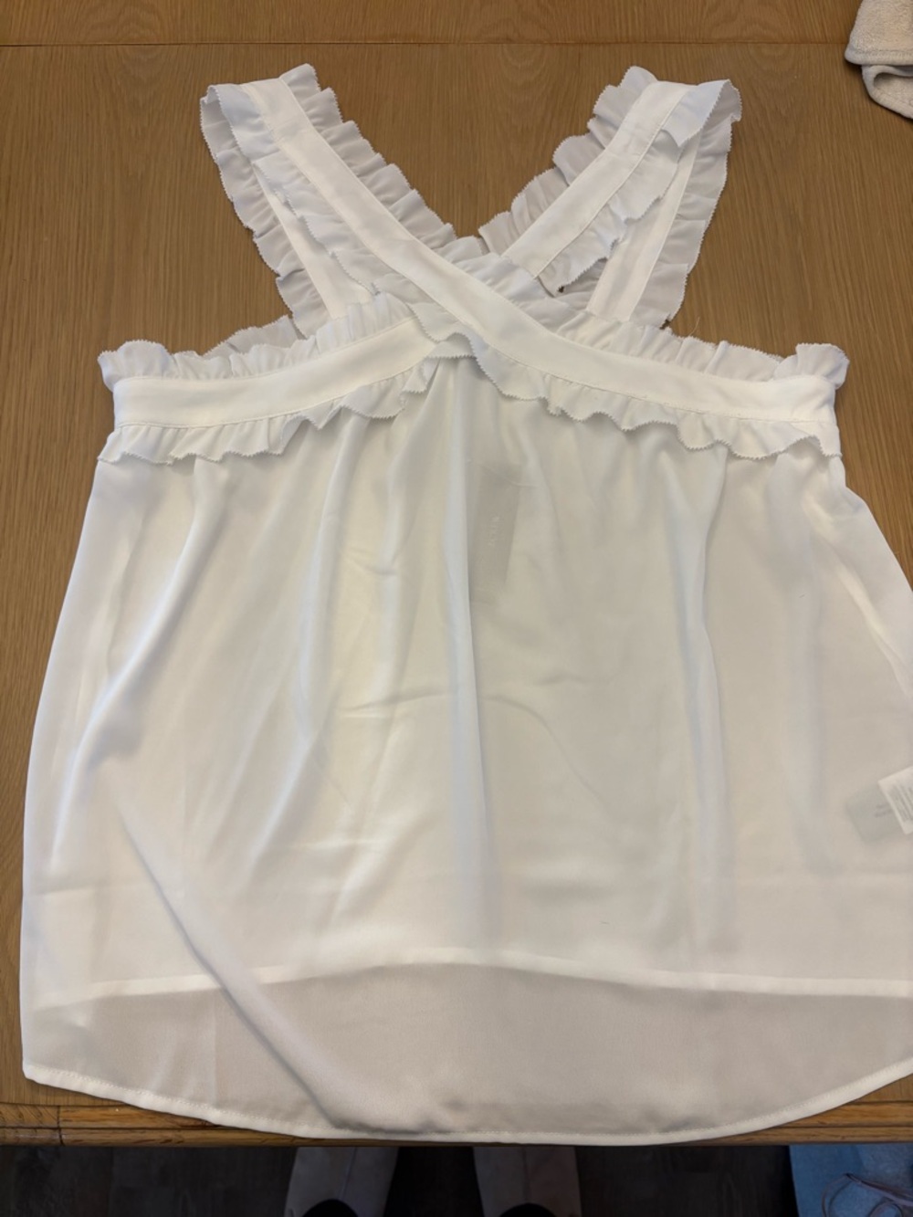 NWT J. Crew White Ruffle-Trim Cross Strap Camisole